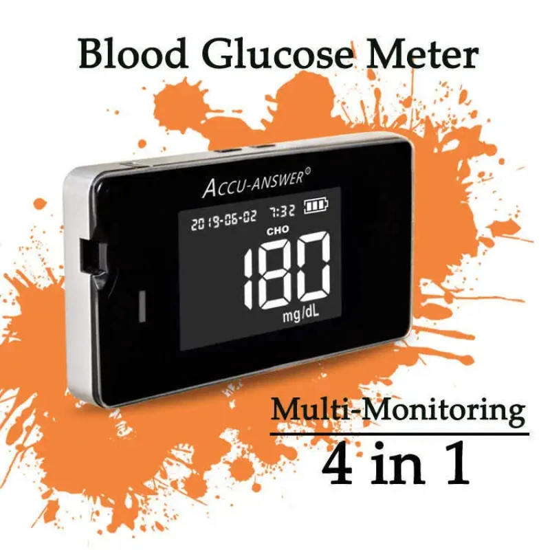 Diyabet gut cihazı için 4 in1Accu-Answer çok fonksiyonlu kolesterol metre ürik asit ve Hemoglobin kan şekeri Test şeritleri kiti