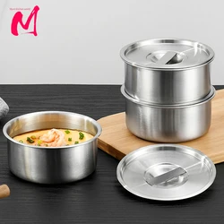 304 Stainless Steel Steamed Egg Bowl With Lids Kitchen Tableware Fruit Salad Dessert Soup Bowl Food Container Rice Noodles Bowl