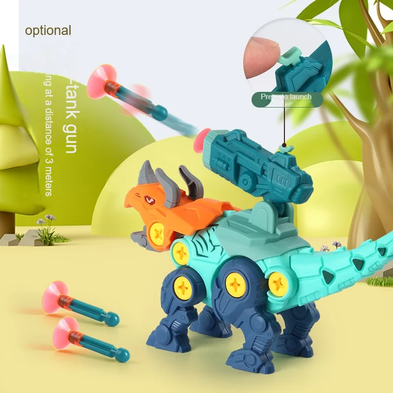 1pc six dinosaur firing guns optional new firing guns disassemble Dino eggs children diy educational toys assemble Gimmick view 4