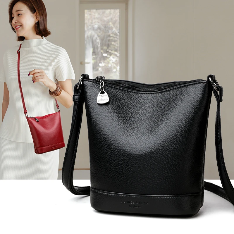 Sac à bandoulière rétro décontracté en cuir véritable pour femme, sac à main initié, petits intervalles, marque de créateur, luxe, E27, 2024