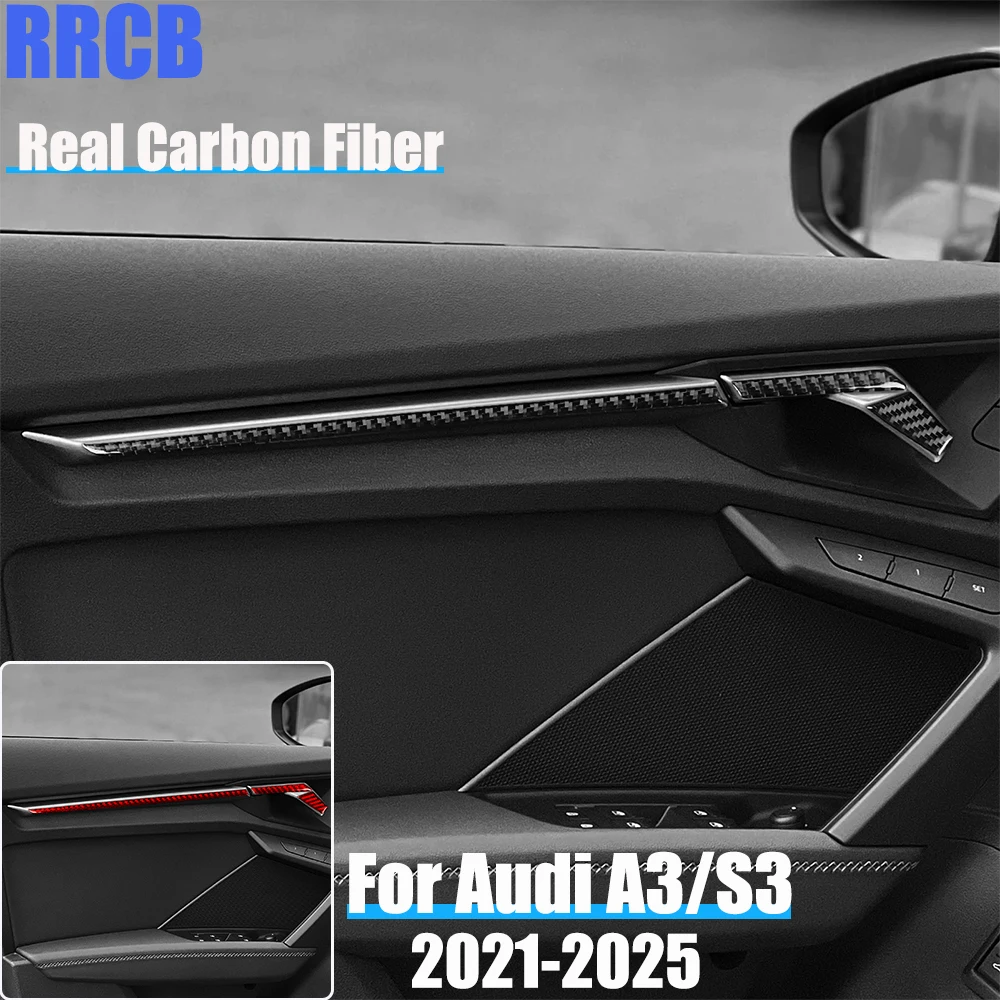 

Real Carbon Fiber Car Accessories Door Strips Decorative Trim Soft Cover Sticker For Audi A3 S3 8Y 2021 2022 2023 2024 2025