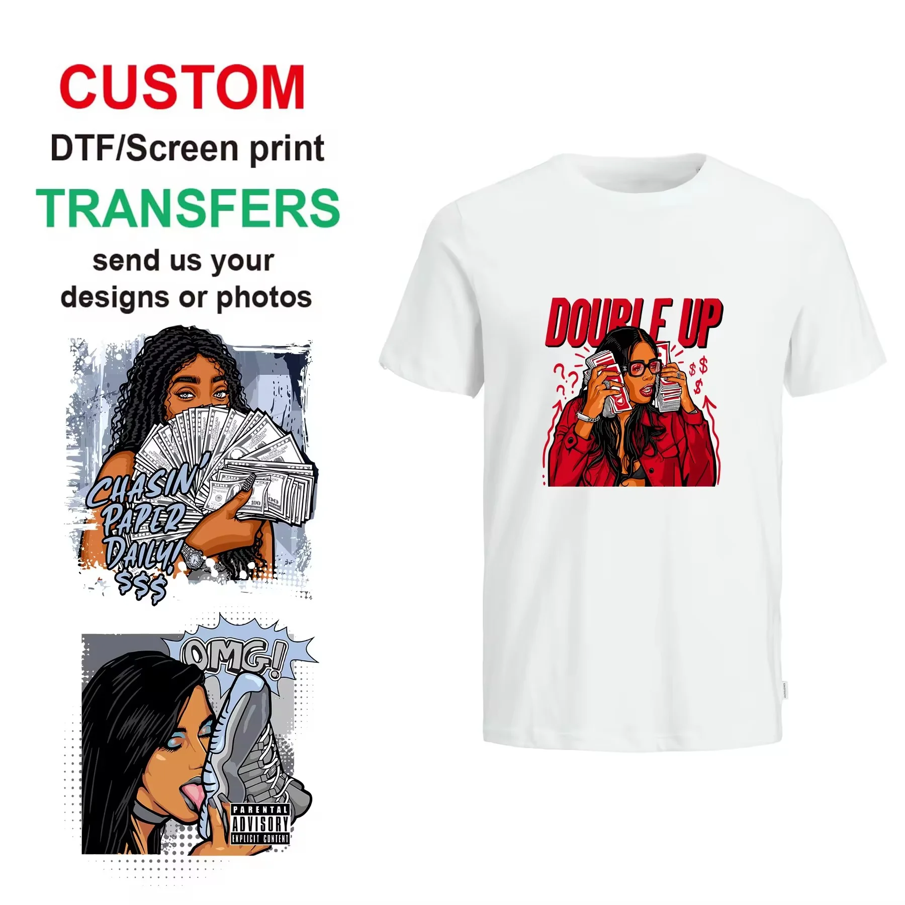 Maßgefertigter Hochwertiger Transferdruck, Heißpressaufkleber, Bügeltransfer, Plastisol-Heißtransferdruck für Kleidung – Detail 1