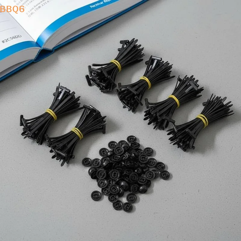 *100pcs Nylon Universal Cable Tie Buckle Pin And Button Zip Ties Self-Locking Fixed Cables Zip Tie Wire Fastening Straps