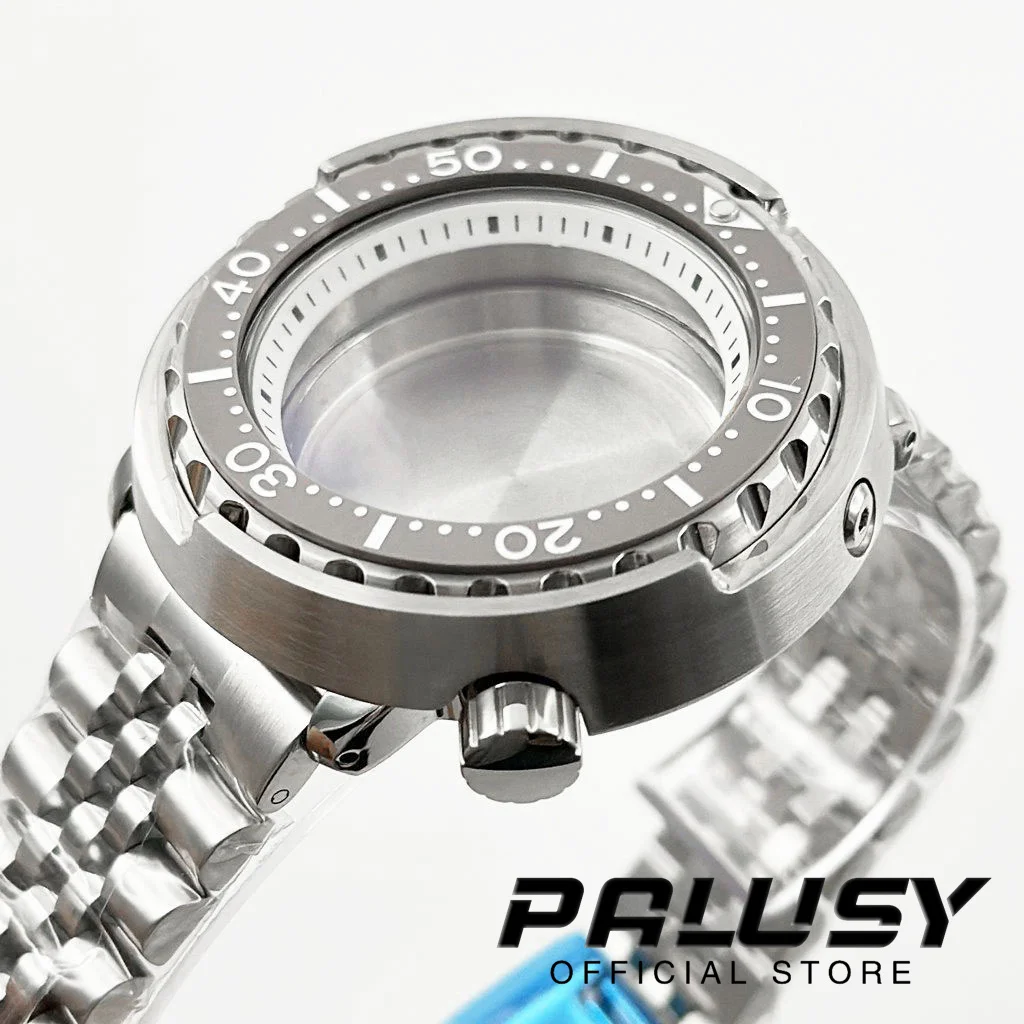 سوار من الفولاذ المقاوم للصدأ معدّل لعلبة الساعة ، حلقة فصل بيضاء ، سمك التونة الفضي ، مناسب لـ NH35 ، NH36 ، NH34 ، NH38 ، NH39 ، حركة NH70 ، 47