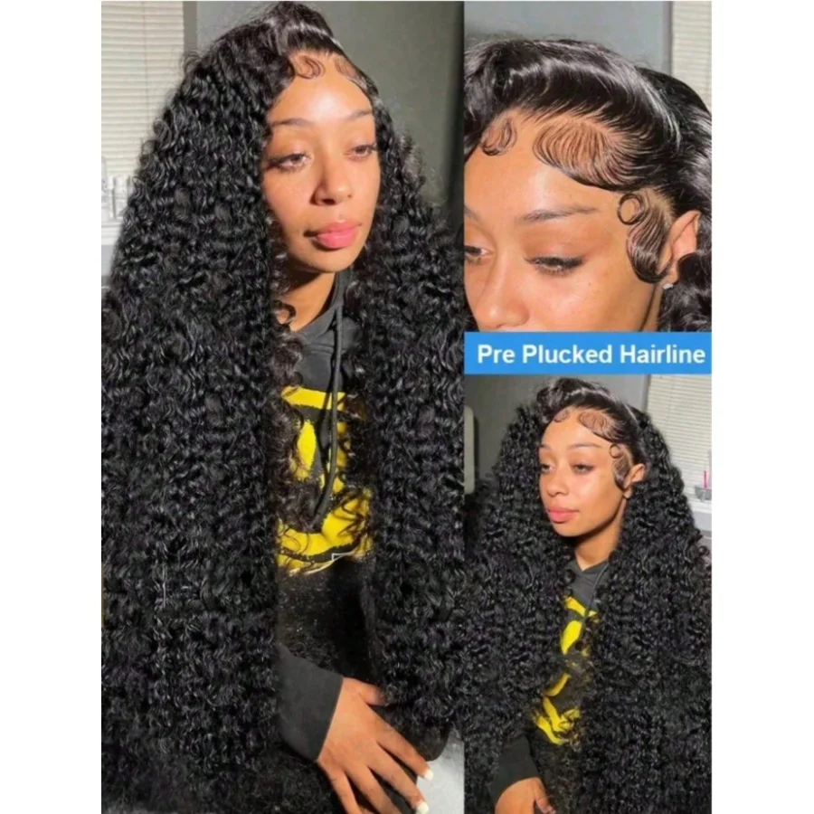 مجعد الدانتيل الباروكة الأمامية الدانتيل الشفاف الباروكات 13x4 13x6 عميق شعر بشري مجعد شعر مستعار 40 بوصة 200% قبل قطعها مع شعر الطفل
