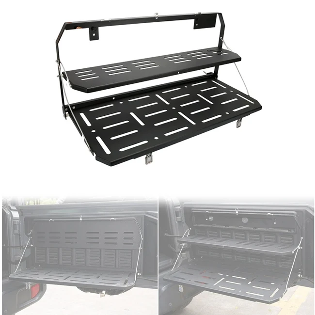 

2018+ для Wrangler JL популярный двухслойный стальной складной стол на заднюю дверь, высокое качество, простая установка, новый состояние