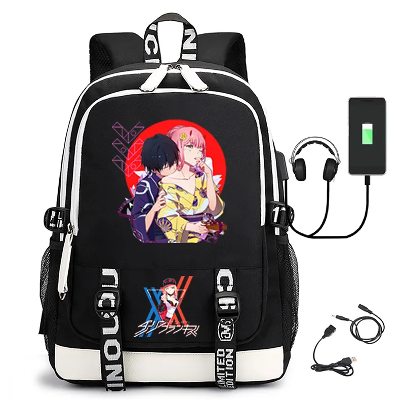 

Darling in the Franxx Anime Backpack Primary And Middle School Students Boys Girls Schoolbag Women Men Casual Laptop Backpack