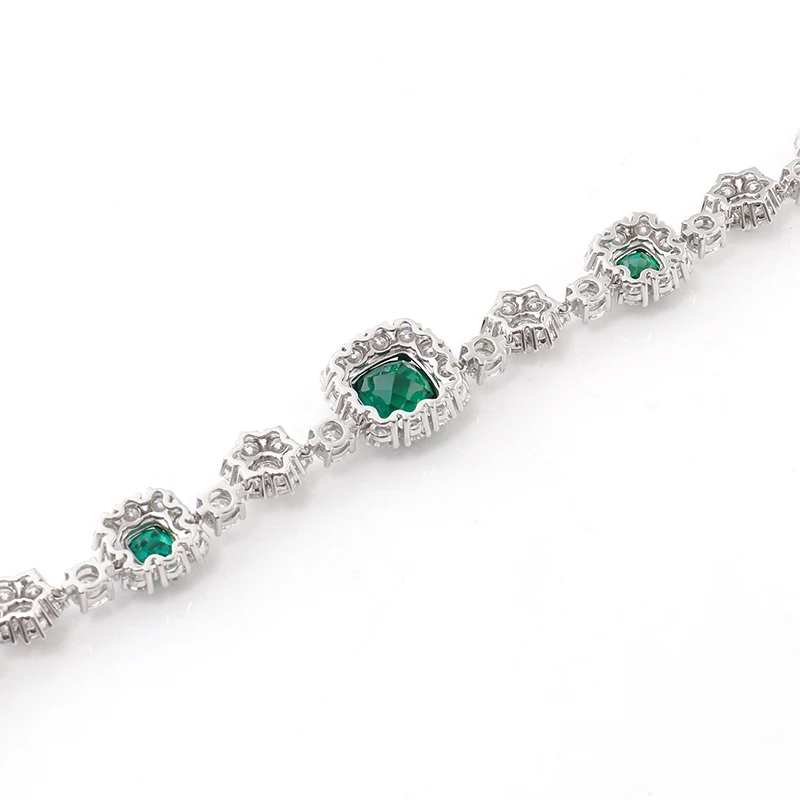 Provence 18/14/10K Solid Gold Cushion Cut Lab Grown Zambian With DEF VVS Round Moissanites Luxury Stylish Necklace For Woman