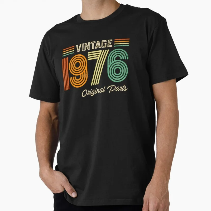 

70s Retro Born in 1976 vintage 50th birthday gift Gift T shirt Men's 100% cotton Short Sleeve Graphic clothes All size tee S-6XL