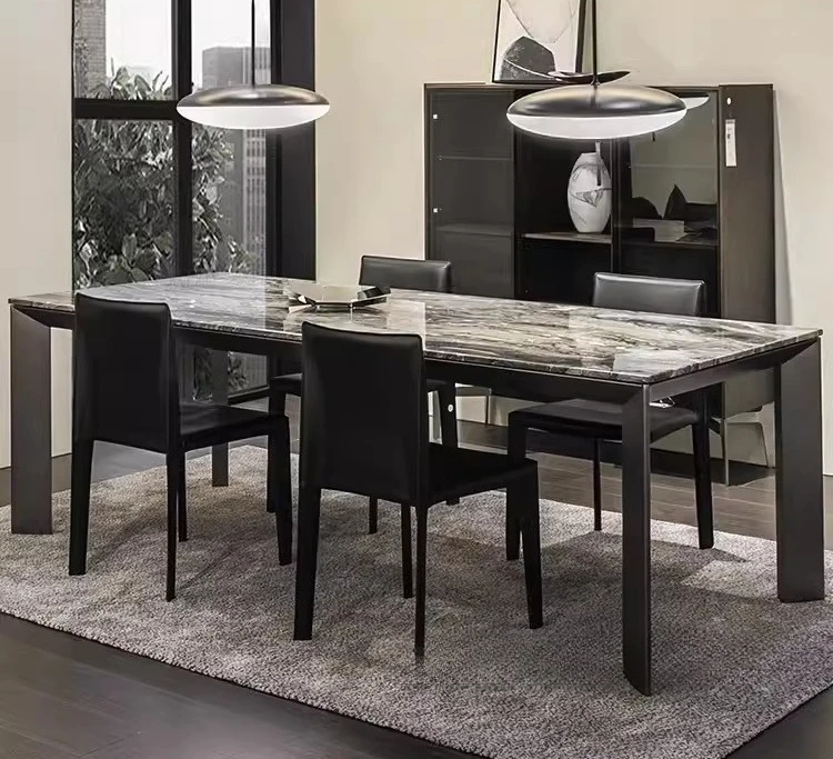 โต๊ะรับประทานอาหารหินอ่อนทรงสี่เหลี่ยมผืนผ้า โต๊ะรับประทานอาหารหินธรรมชาติหรูหราสไตล์อิตาเลียนที่เรียบง่ายทันสมัย