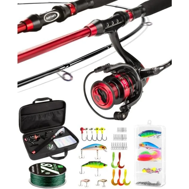 

Fishing Rod and Reel Combo, Telescopic Pole Kit Gear Starter Compact Travel Pole with Carrier Bag Gifts for Men Women