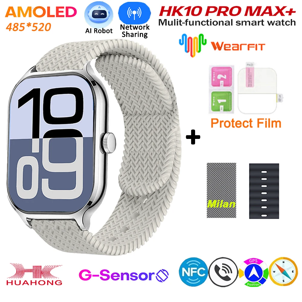 2025 HK10 Pro Max Plus GEN2 SmartWatch Original Series 10 AI ROBOT AMOLED NFC Compass GPS 4GB Local Album Music Network Watch