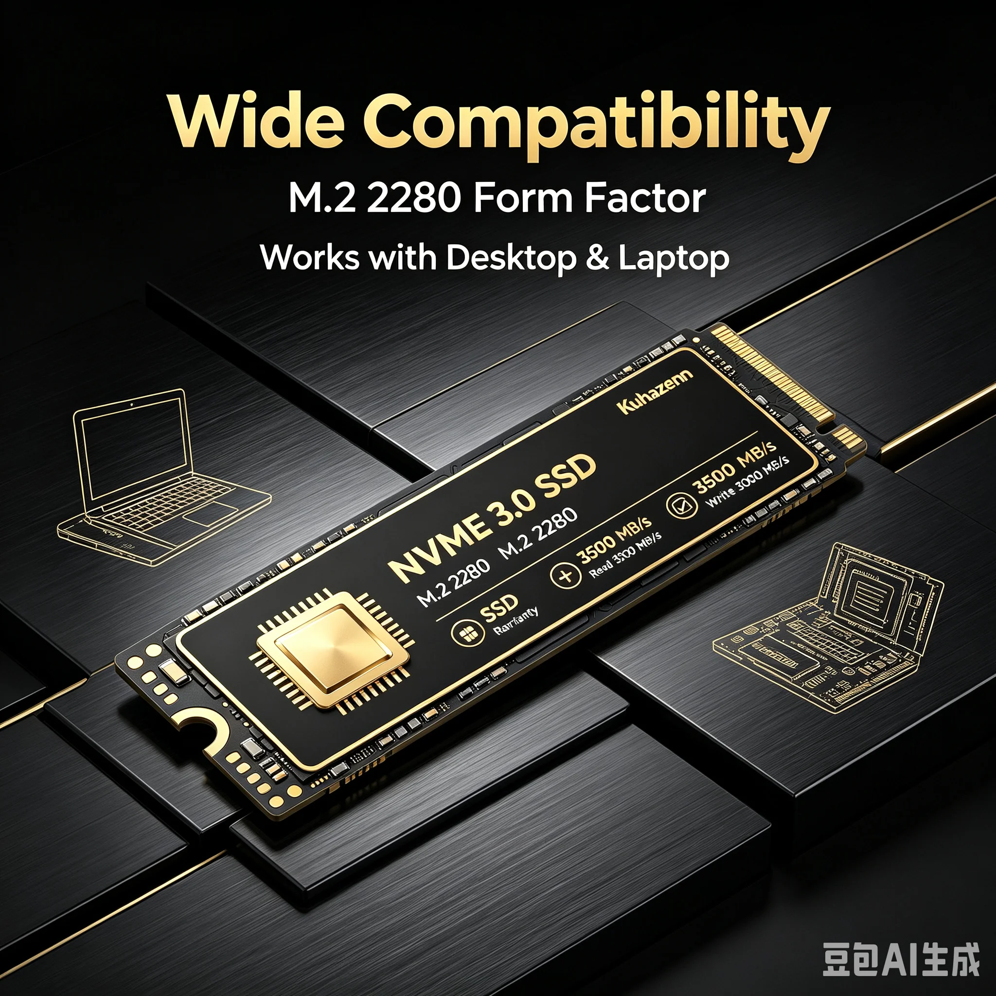 Kuhazenn Fast Boot NVMe PCIe 3.0 M.2 SSD 2280 Large Capacity Internal Hard Drive High Performance For Game PC Notebook Upgrade view 2