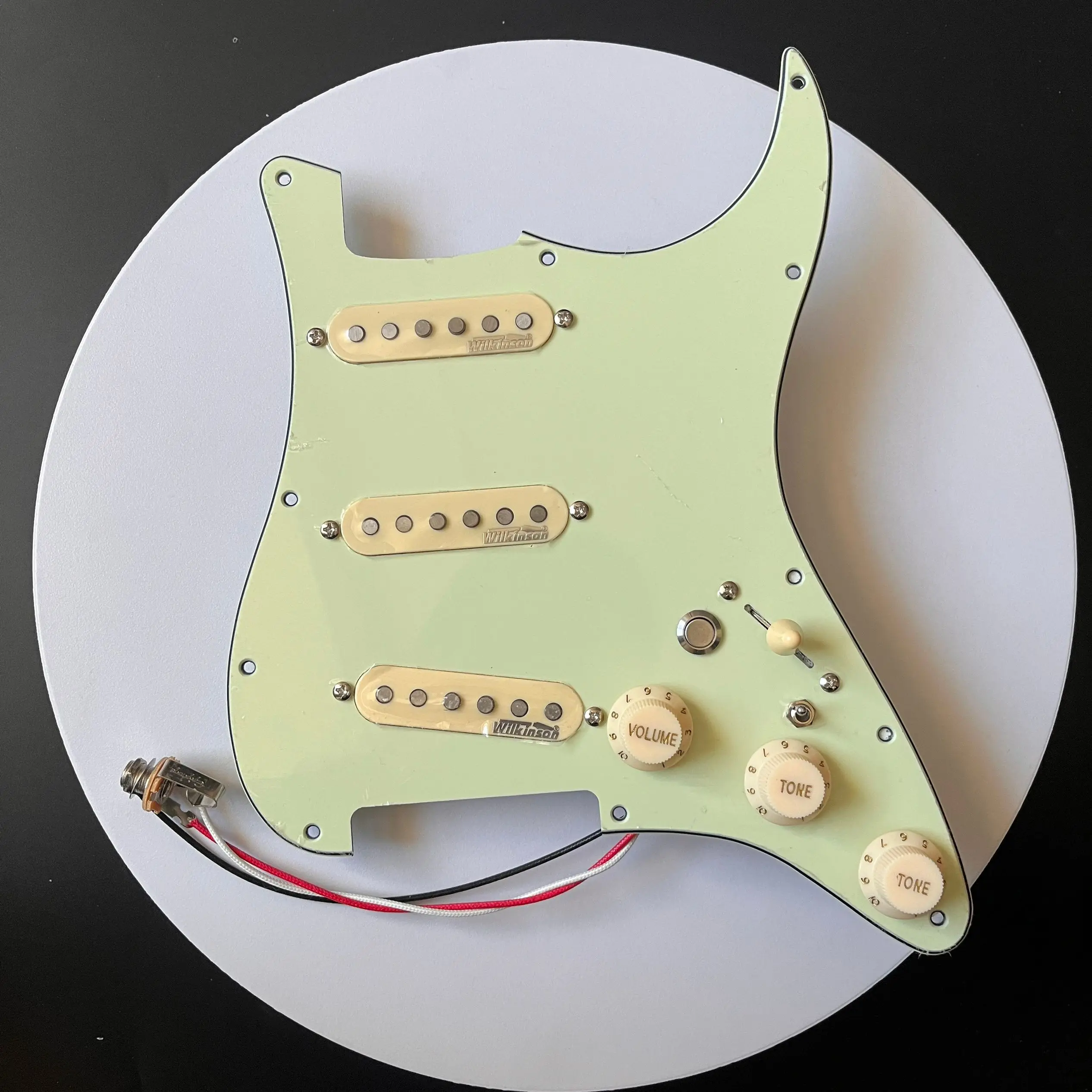 Upgrade  WVS Alnico 5 Pickups SSS Loaded  Guitar Pickguard Multifunction Silent Switch Yellow Set for ST Guitar