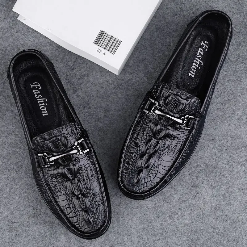 Flat Men's Leather Shoes Round Toe Male Casual Shoe Non Slip and Waterproof Slip-on Classic Original Footwear Offer Fashion 2024