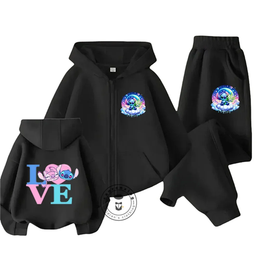 

New Cartoon Stitch Set Kids Sweatshirt Children Jacket Boy Girl Clothes Spring Autumn Hoodie 3-14 Years Old Sweater