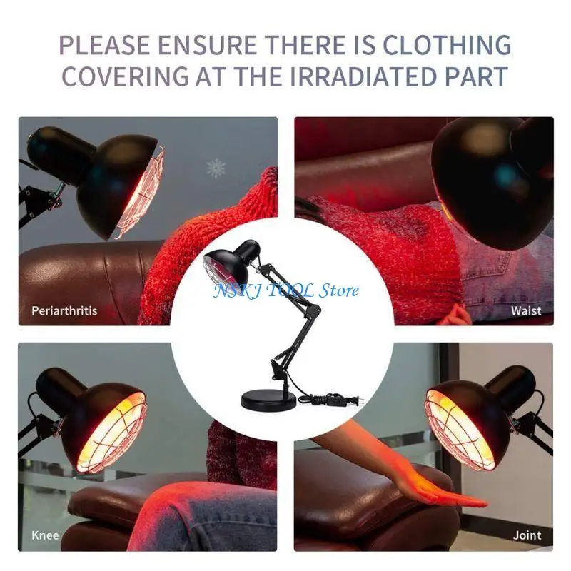 L8RC 150W Near Red Light Therapy Massage Heating Lamp forBodyNeckAcheMuscleJointBackPainBloodCirculation