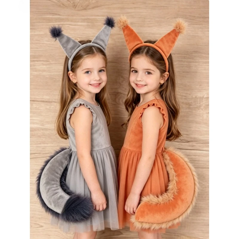

Squirrel Tail Headband Animal Costume Hoop 61 Children's Day Performance Props Role Play Party Decor Children Hair Accessories