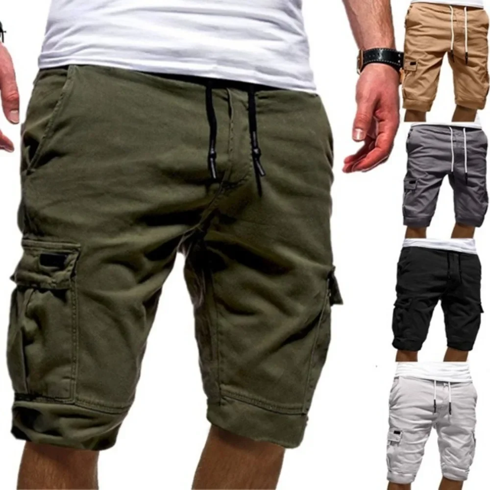 Pantalones cortos deportivos de verano para hombre, pantalones casuales, monos, pantalones de playa con múltiples bolsillos, pantalones cortos de baloncesto