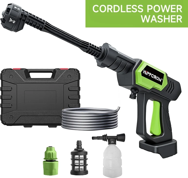 HIPPCRON Portable Car Wash Water Gun Brushless Electric Cleaning Tool for Car Home and Garden for Father's Ideal Gift No Battery