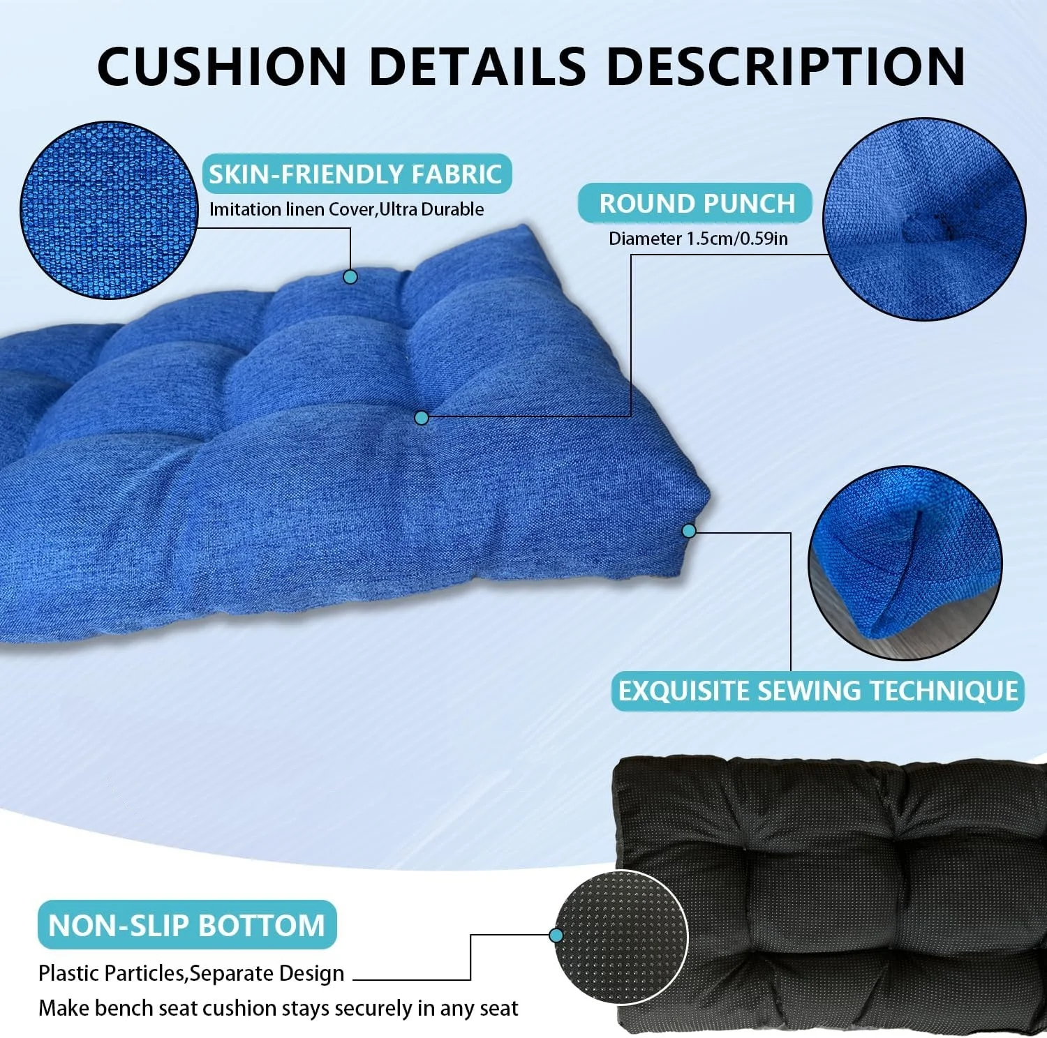 Custom Linen Bench Cushion Bay Window Pads Long Mattress Chair Sofa Seat Pad Decor Indoor/Outdoor Garden Patio Cushions Pillows