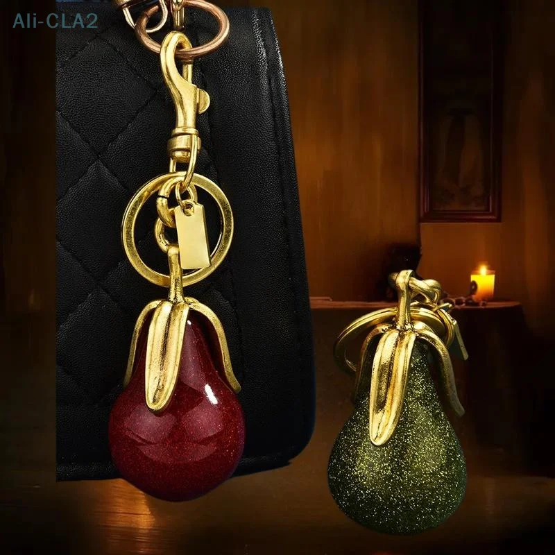 

Graceful Bag Accessory Pristine Crystal Green Pear Keyring Trendsetting Stylish Backpack Ornament Presents