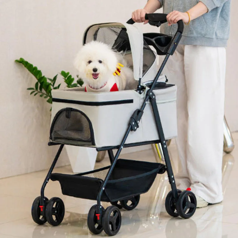 

Легкая тележка для домашних животных, складная разделительная коляска для собак, средняя тележка для собак, съемная сумка-переноска для собак, переноски для домашних животных с тарелкой