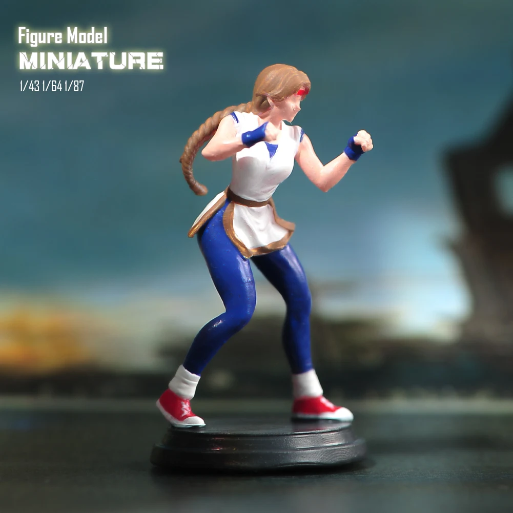 1/87 1/64 1/43 Anime Characters Fighting Girl Yuri Scene Figure Model Miniature Dolls Toy For Collection