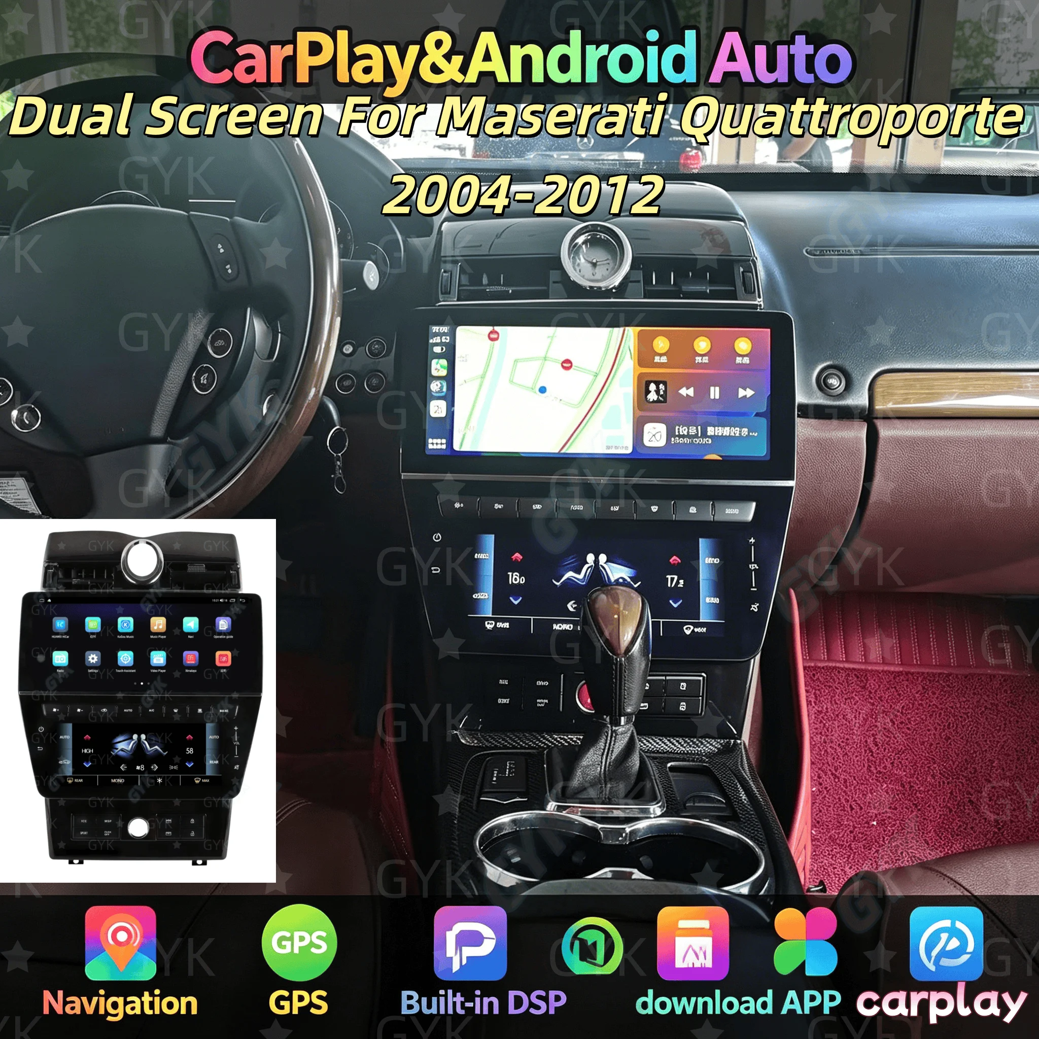 Car Radio Stereo For Maserati Quattroporte 2004-2012 CarPlay Android Auto Multimedia Player Touch Screen 4G GPS WIFI BT 5.0 Unit