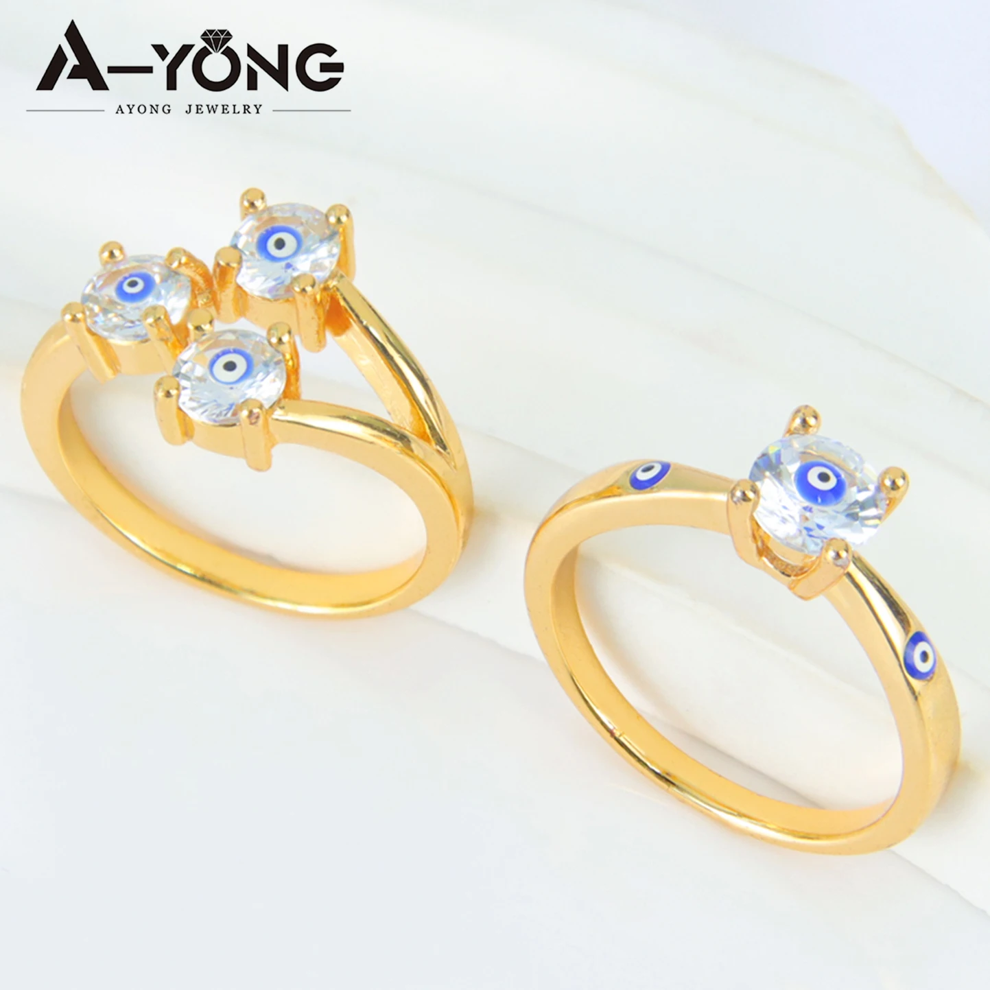 Dubai Mode Zirkonia-Ringe 21k Vergoldet Italienischer Vintage-Verlobungsring Arabischer Damen Brautschmuck – Detail 5