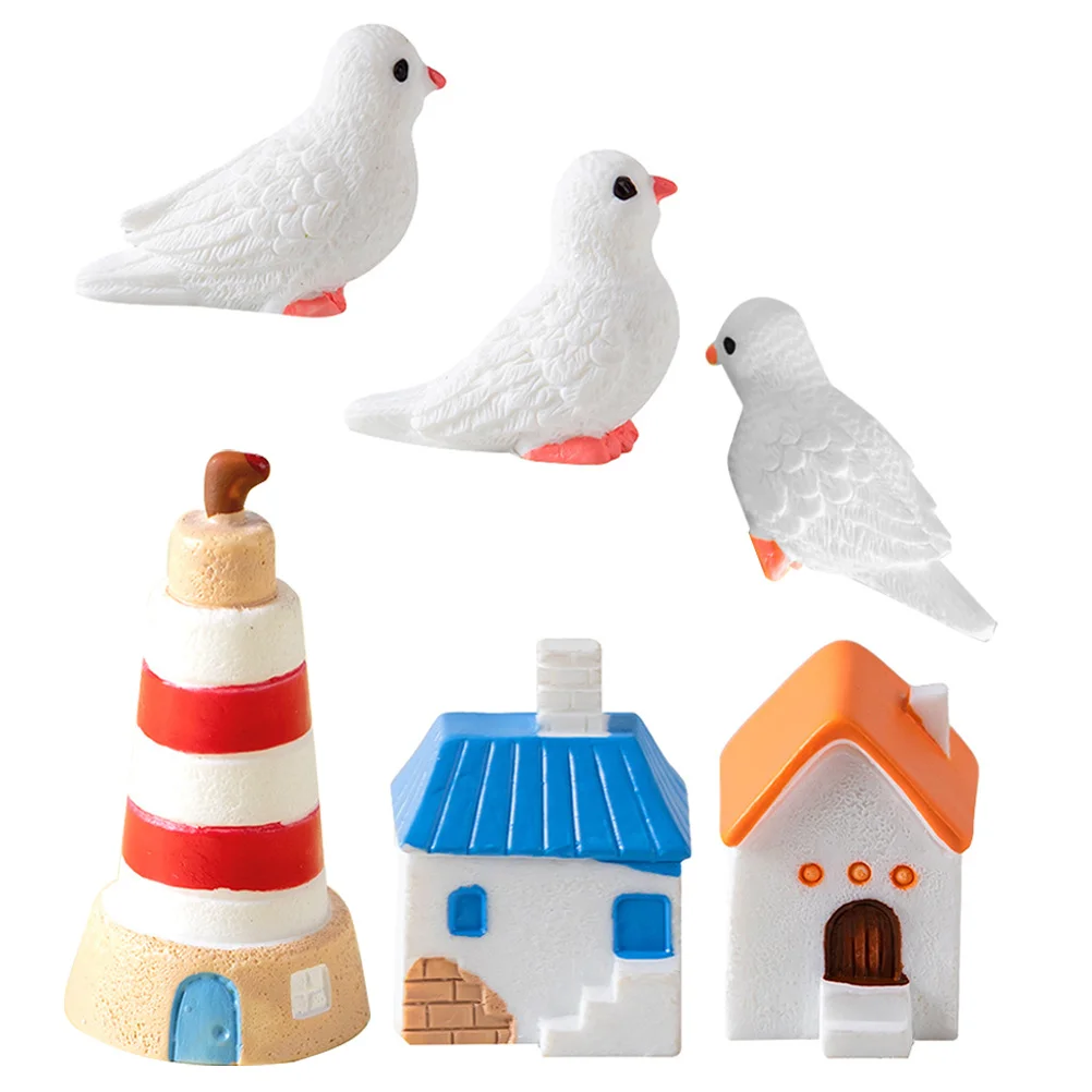 1 set di mini statua da giardino con piccione in resina per decorazioni per interni ed esterni, micro modelli di case paesaggistiche, decorazione da cortile, statua di piccione