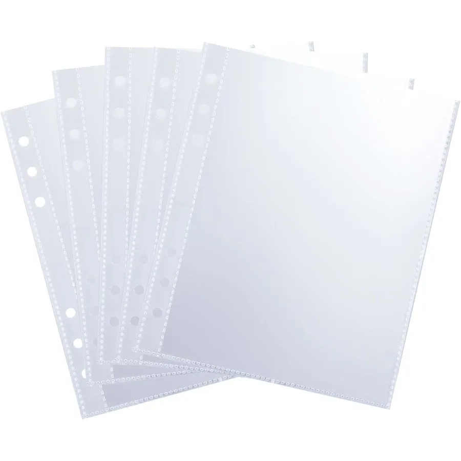 50 Pack 50 Pocket 5x7 Clear Page Protecto for A5 Binder 6 Ring Top Loading Paper Protector Sheets Binder Sleeves for CardsPhoto