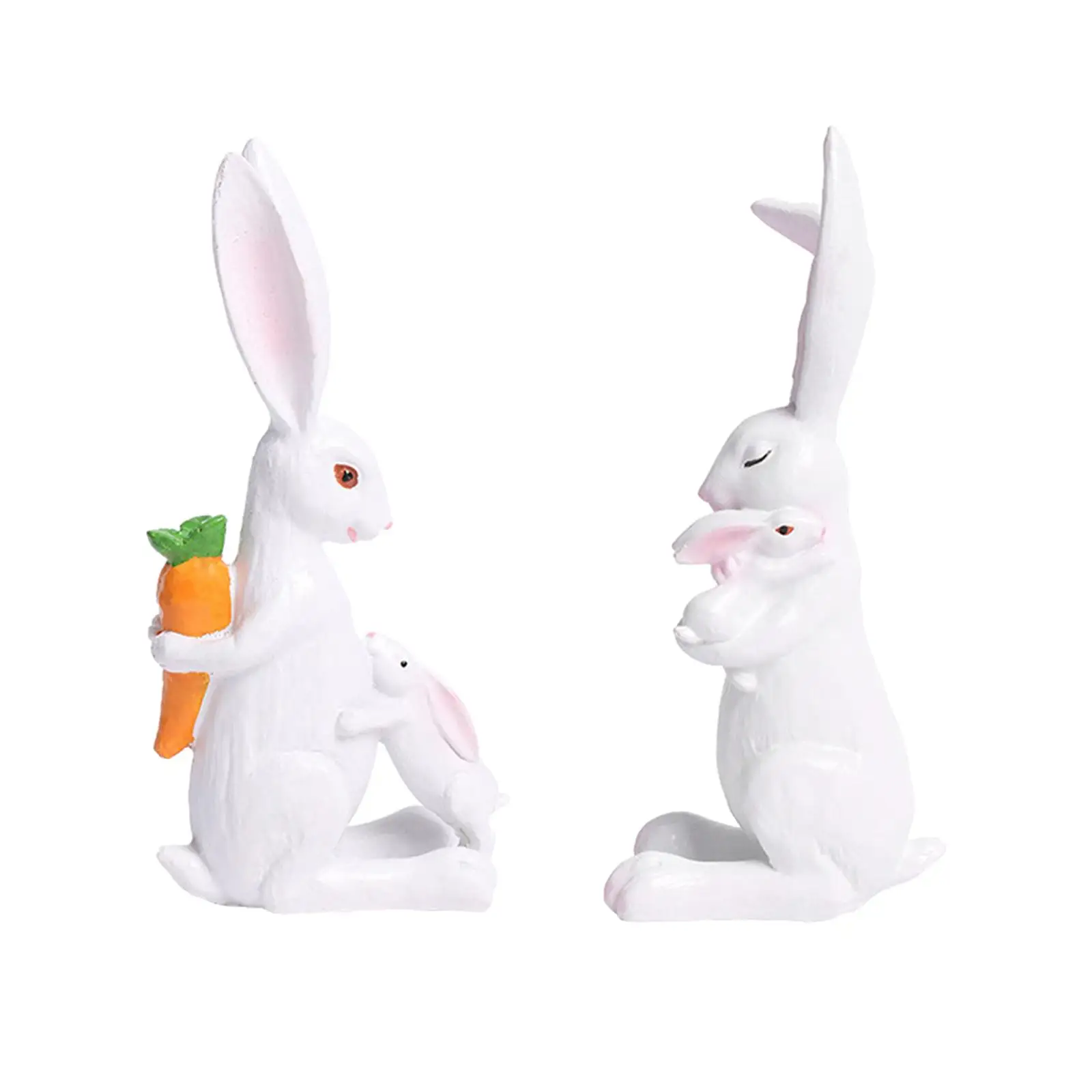 Easter Bunny Statue Adorable Rabbit Figurine for Fireplace Desk Living Room