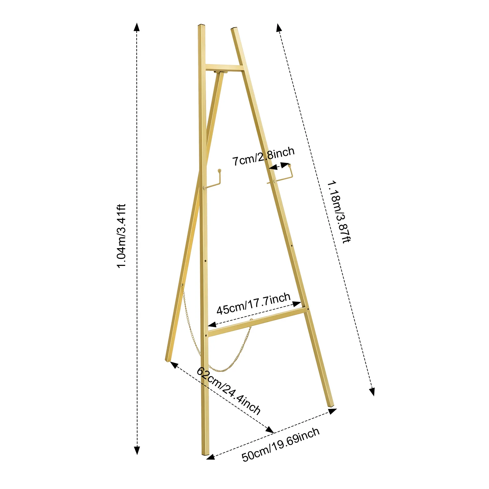 2Pcs Large Gold Wedding Easel Stand Foldable Floor Easel Rack for Weddings, Welcome Signs, and Any Exquisite Displays
