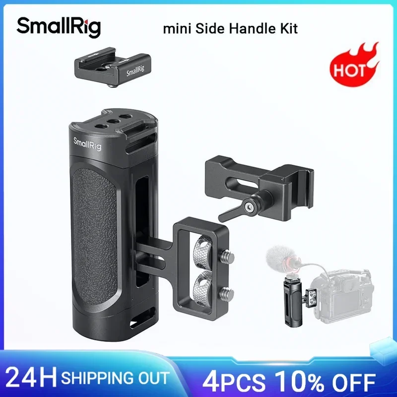 

SmallRig Mini Side Handle Kit, Handgrip w 1/4”-20 Screws Mount/NATO/Cold Shoe , for Sony for Canon Camera Cage Handle Grip-4816