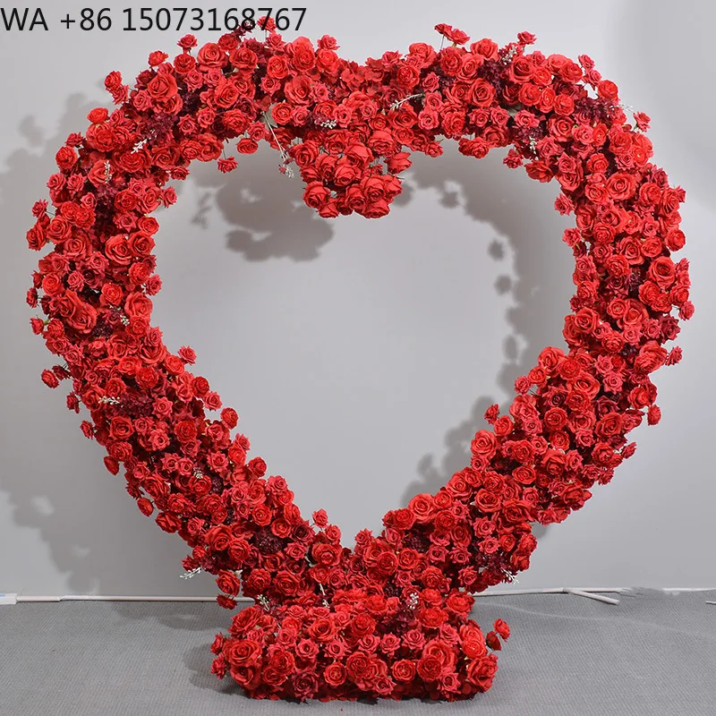 

J1041 Custom Heart Shaped Artificial Flower Wall Arch With Roses for Wedding Backdrop Decoration Party Decor
