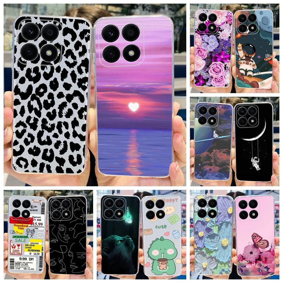 For Honor X8a 4G Case New Fashion Leopard Printed Silicone Soft Cover Slim Funda For HonorX8A Global Coque Shockproof Case 6.75