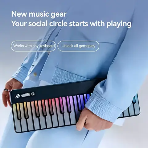 Stylish LED-Backlit PopuPiano Smart Digital Piano: Detachable, Customizable, and Portable Music Keyboard—Easy Self-Learning for All Ages and Beginners; Professional-Grade, Touch-Sensitive Instrument for Performance and Music Composition