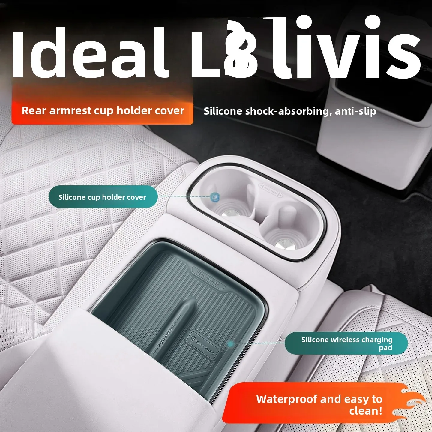 26種類のリアカップホルダー、車用アクセサリー、シリコン製ワイヤレス充電パッド、ideal-l8-l9-livis用改造アクセサリー