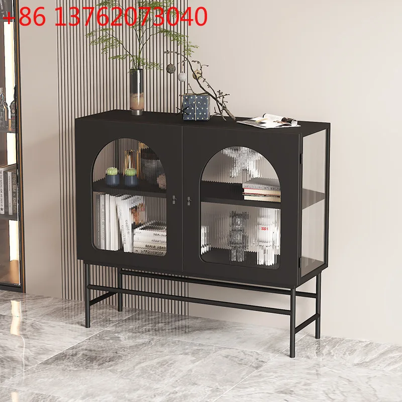 

Wabi-sabi style wrought iron sideboard, living room pantry cabinet, entryway cabinet, tempered glass storage