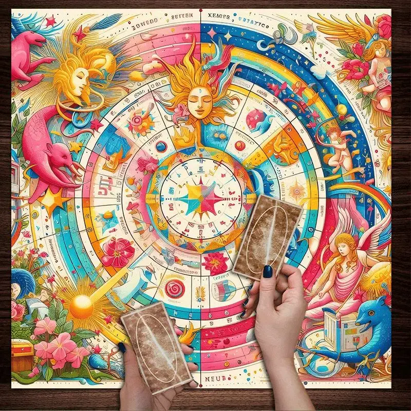 Tarot Altar Cloth Vintage Zodiac Wheel Angel Sun Astrology Divination Mat for Wicca Spiritual Tarot Reading Table Decor
