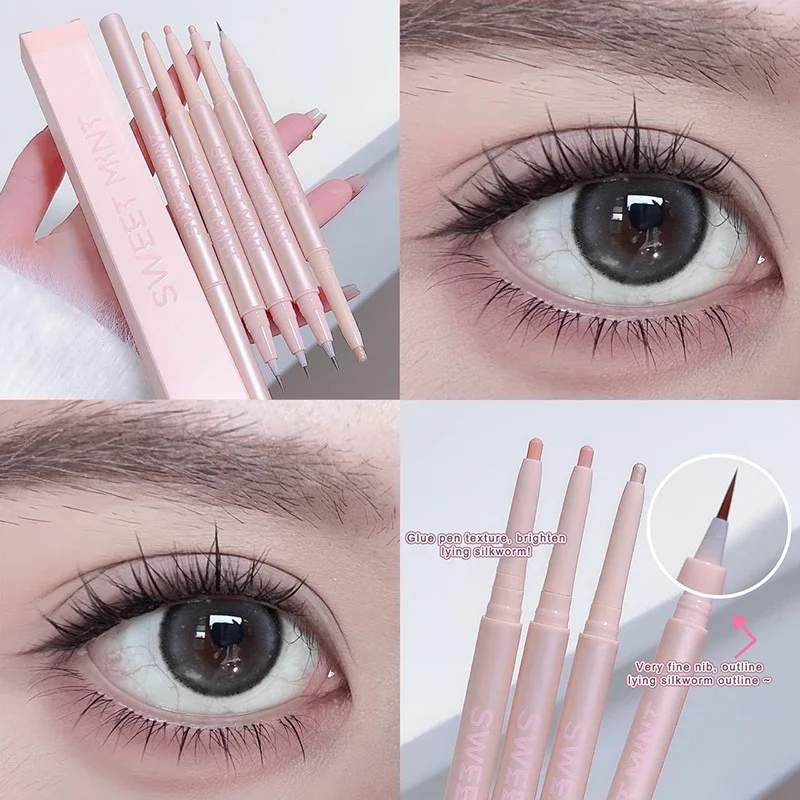 Doppelpunkt-Stifts pitze Concealer Lidschatten leiste liegend Seidenraupen stift Doppelkopf Lidschatten koreanische Kosmetik Damen kosmetik