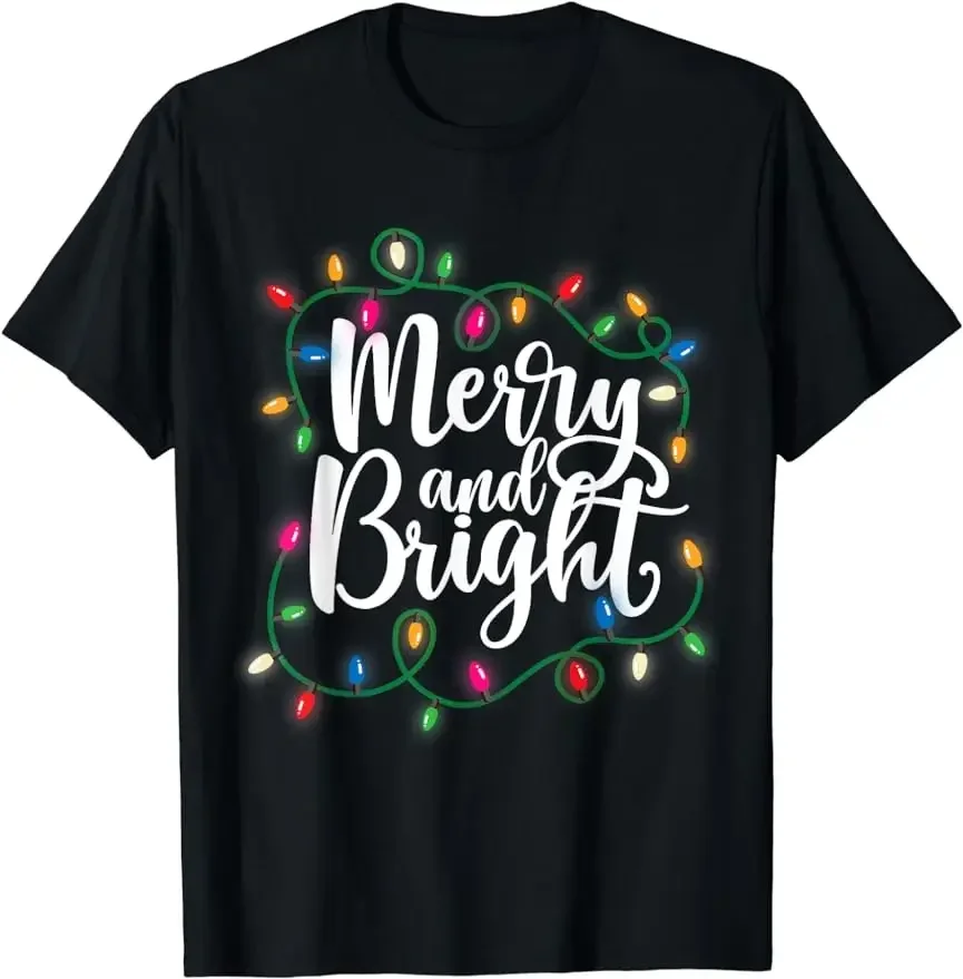 Bigfoot Christmas Lights Christmas T-Shirt for Sasquatch Lovers Graphic Custom Printed Women Men T-shirt Men Clothing