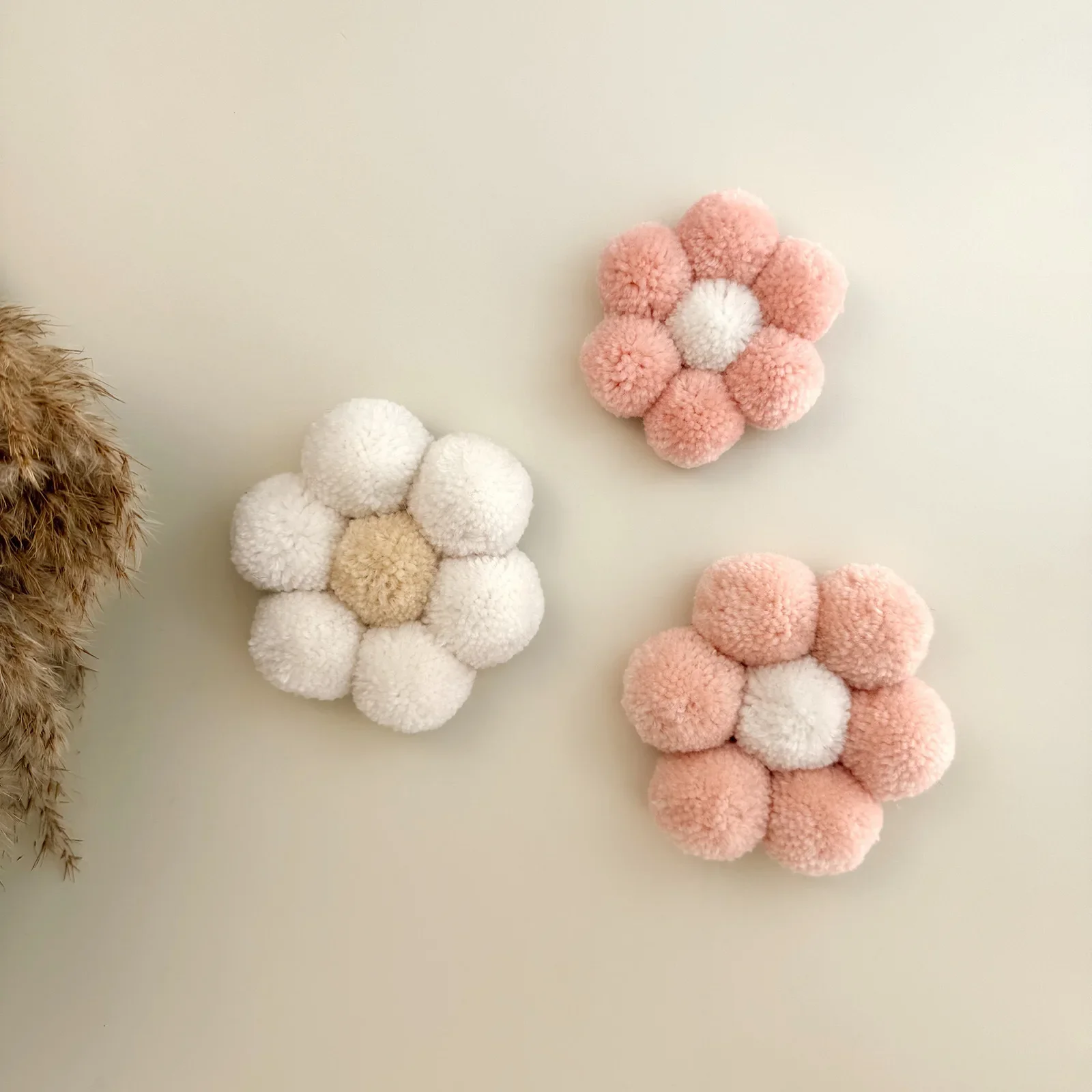 Boho Handmade Macrame Flower Pink Wall Hanging Decor Nordic Baby Kids Room Nursery Decor Girls Dorm Photo Props