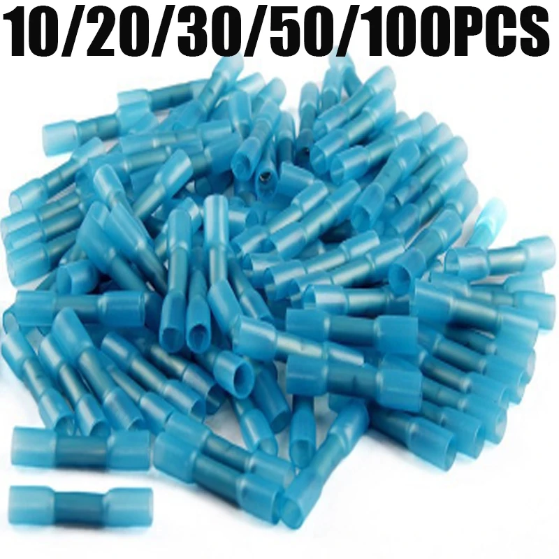 

10/20/30/50/100PCS Insulated Waterproof Heat Shrink Terminals Butt Electrical Wire Crimp Terminals Connector 16-14AWG 1.5-2.5mm2