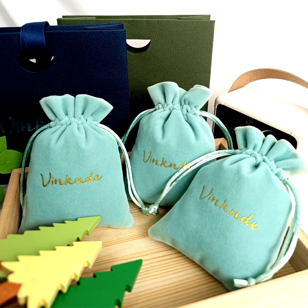 

Velvet Drawstring Bag Personalized Logo Jewelry Package Bags Christmas Wedding Gift Sack Small Travel Key USB Dice Dust Pouch