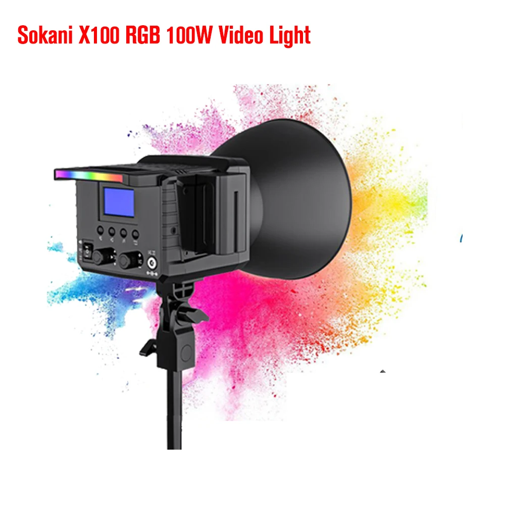 Sokani X100 / X60 Mini RGB Bi-color LED Video Light Outdoor Photography Lighting Bowens Mount for Studio/Video/Photos Recording