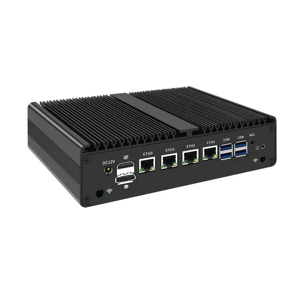 Intel Core i7-8550U i3-7100U Fanless Embedded Industrial PC 6*RS232 COM 4G SIM 4Lan Mini Firewall Router Quad core Ubuntu 8G RAM