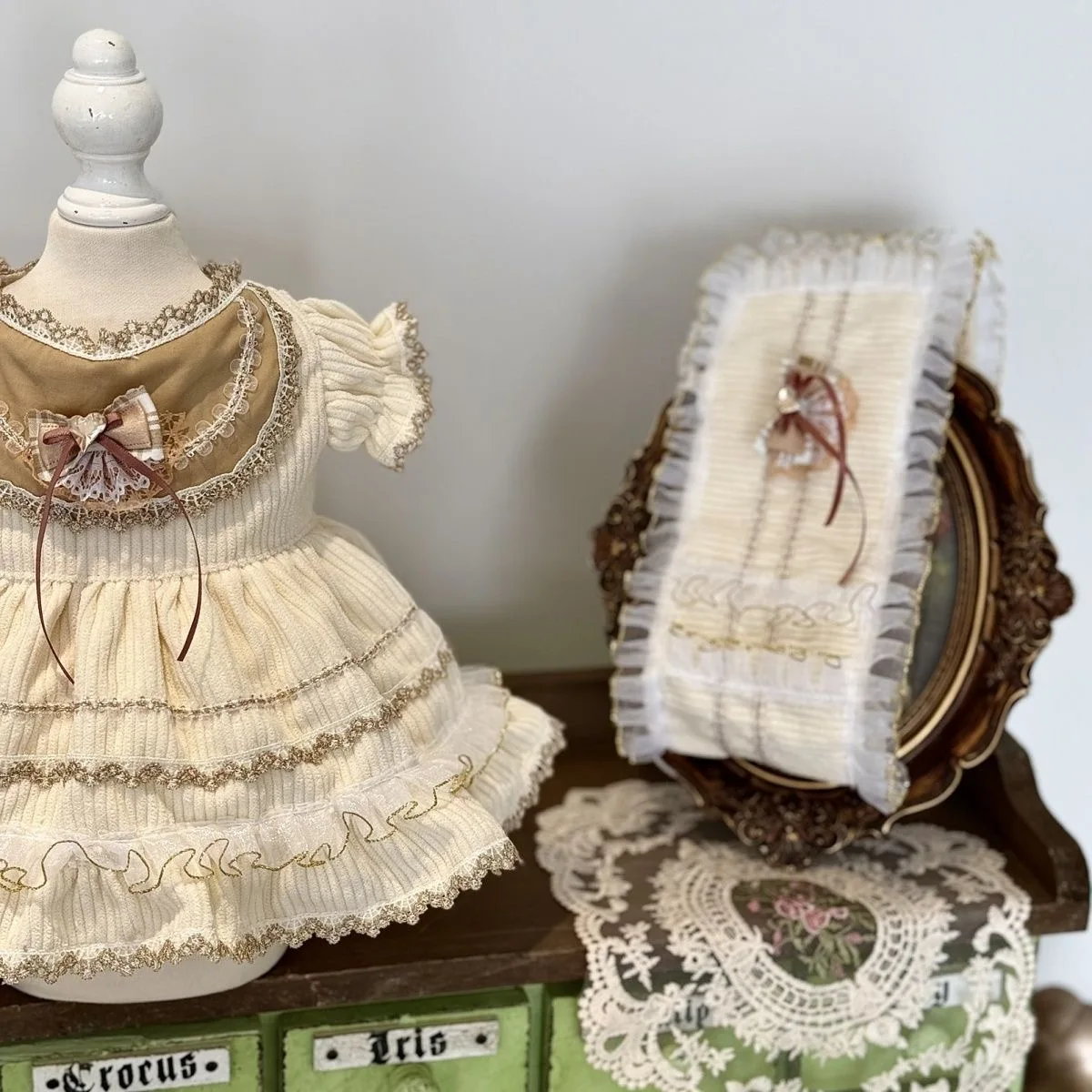 40 cm 10 cm 15 cm 20 cm Baumwolle Puppenkleidung, cremefarbenes 55 cm wiedergeborenes Puppenkleid kostenloser Versand