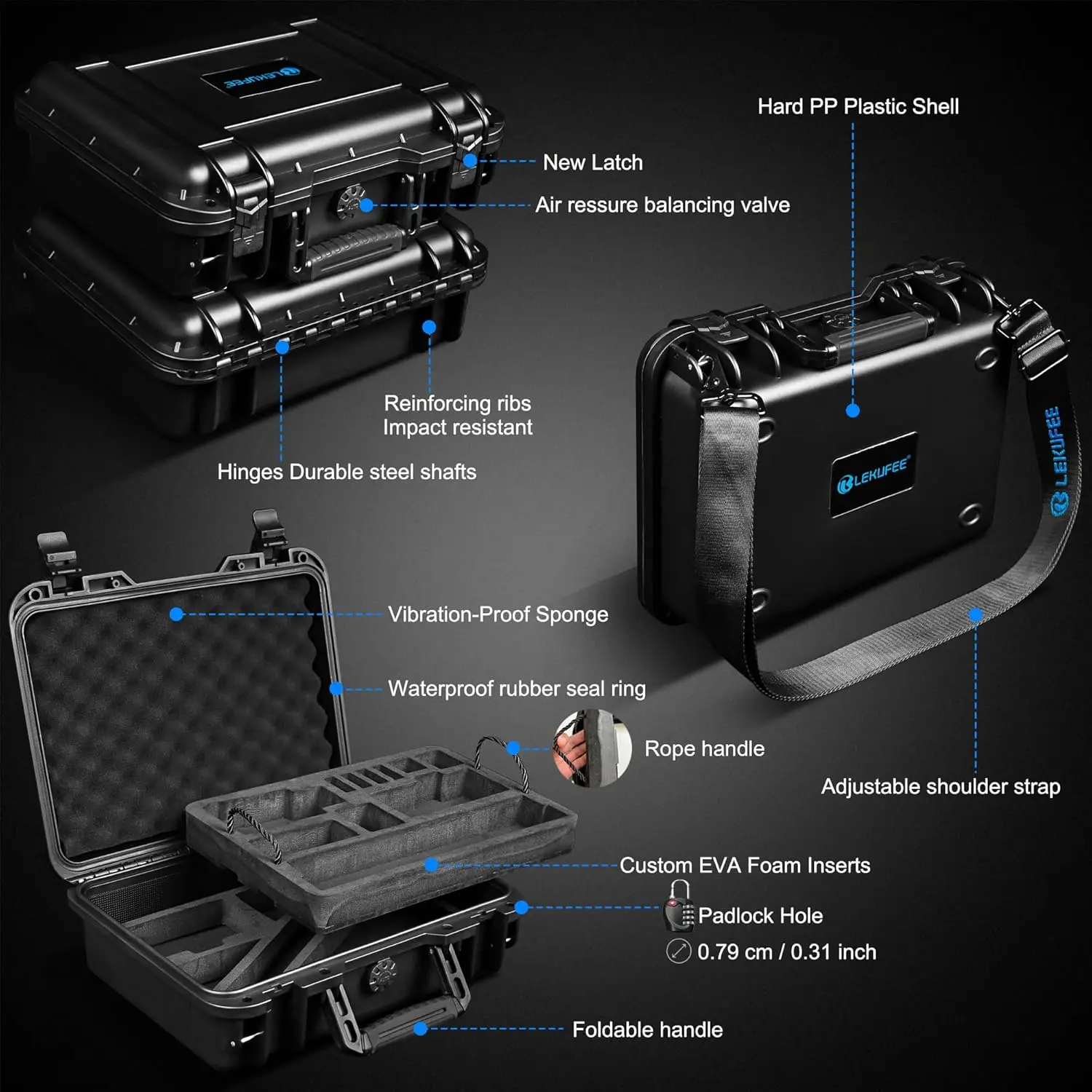 حافظة صلبة مقاومة للماء لكاميرا DJI Osmo 360، بطارية (7 قطع)، DJI Mic 3/2/Mic Mini وملحقاتها (حافظة فقط) #3